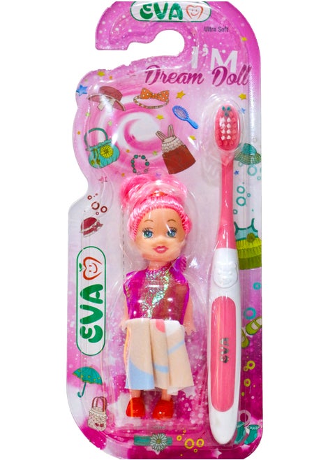 Eva Toothbrush Ultra Soft  With Doll For Girls Multi-Colors