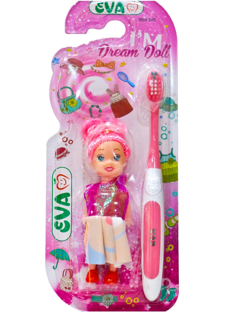 Eva - Eva Toothbrush Ultra Soft  With Doll For Girls Multi-Colors - Image 1