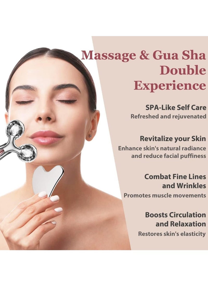 Generic Gua Sha Facial Tool, Stainless Steel Gua Sha and Face Roller Set, Facial Tool for Face Sculpting, Metal Skin Care, Massager for Women  - Image 5