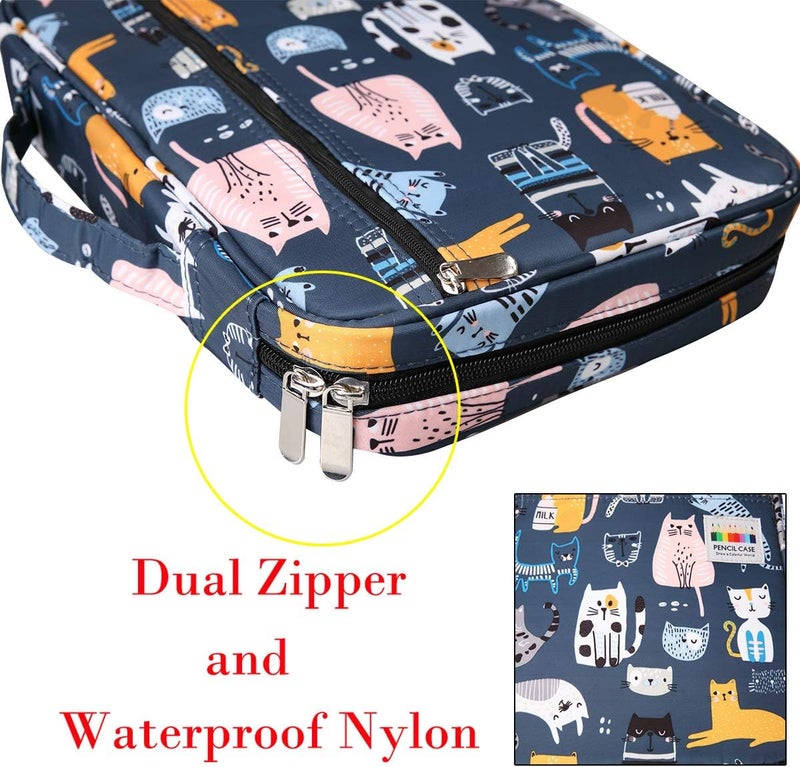 BOMKEE Coloring Pencil Case 220 Slots Pencils/Gel Pens Organizer Waterproof Travel Case Zipper Carrying Portable Pencil Markers Pen Holder Bag for Painter Writers (Sports Cat) - Image 5