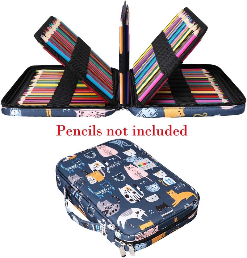 BOMKEE Coloring Pencil Case 220 Slots Pencils/Gel Pens Organizer Waterproof Travel Case Zipper Carrying Portable Pencil Markers Pen Holder Bag for Painter Writers (Sports Cat) - Image 2