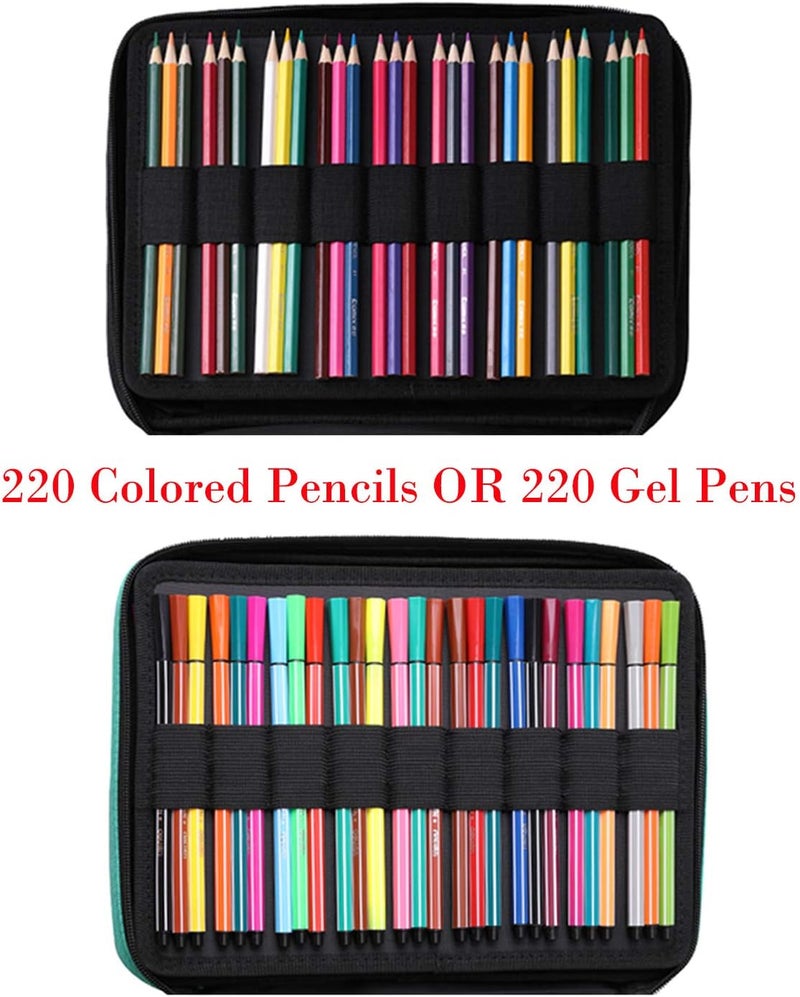 BOMKEE Coloring Pencil Case 220 Slots Pencils/Gel Pens Organizer Waterproof Travel Case Zipper Carrying Portable Pencil Markers Pen Holder Bag for Painter Writers (Sports Cat) - Image 4