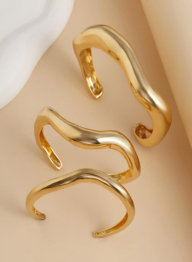 YANCHUN Gold Bangles for Women Chunky Cuff Bracelets Stack Non Tarnish Silver Gold Jewelry Accessories Trendy Halloween Christmas Gifts - Image 5