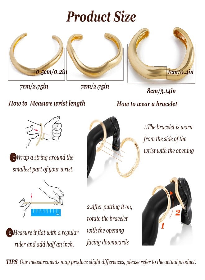 YANCHUN Gold Bangles for Women Chunky Cuff Bracelets Stack Non Tarnish Silver Gold Jewelry Accessories Trendy Halloween Christmas Gifts - Image 2