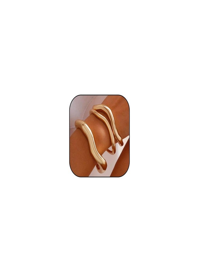 YANCHUN Gold Bangles for Women Chunky Cuff Bracelets Stack Non Tarnish Silver Gold Jewelry Accessories Trendy Halloween Christmas Gifts - Image 1