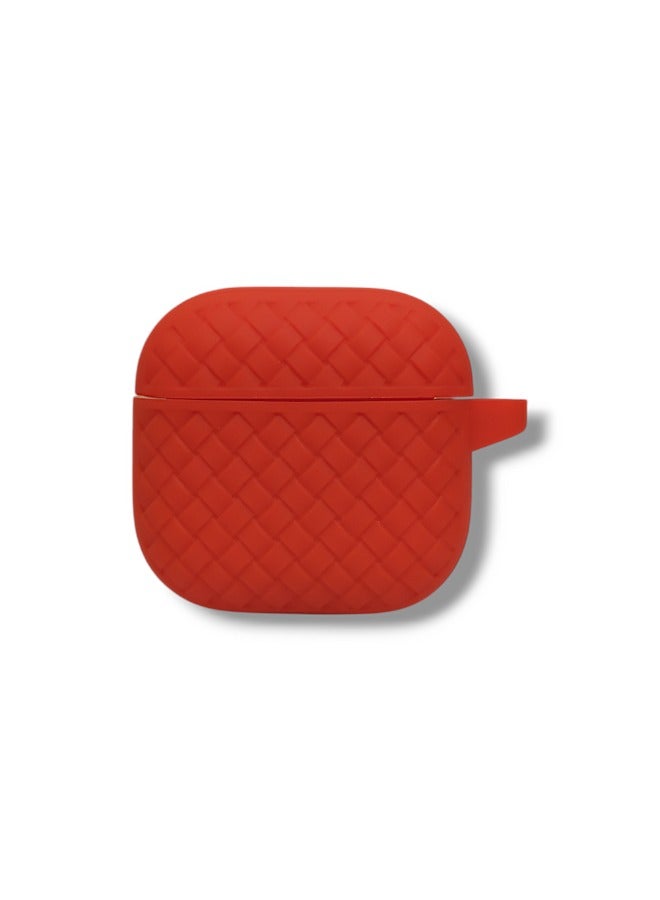AirPods 4 Silicone Case with Stylish Ribbed Design - Red  - Image 1