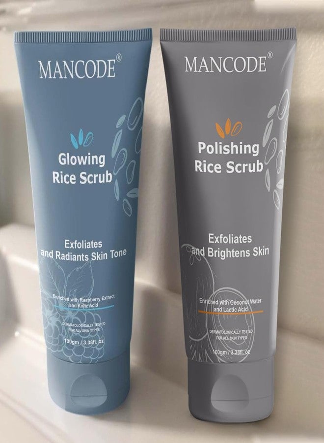 كود الرجل مجموعة مقشر الأرز للرجال من مانكود | مقشر أرز مقشر للتحكم في الزيوت ومقشر أرز مقشر لتفتيح البشرة وتنظيفها بعمق | عبوة من قطعتين من مقشر الوجه (100 غرام لكل قطعة) - Image 3