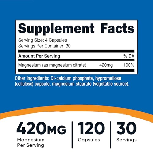 Nutricost Magnesium Citrate 420mg 120 Veggie Capsules 30 Servings Gluten Free NonGMO Supplement - Image 5