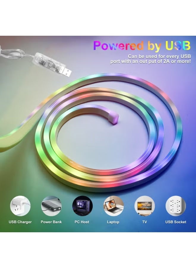 ELTRAZONE 3M RGB LED Neon Rope Light, Smart App Controlled RGBIC Strip Light, Music Sync & Timing, Infrared Remote, Flexible Neon Design with IP68 Protection for Bedroom, Gaming Room, Parties & Outdoor Decor - Image 3