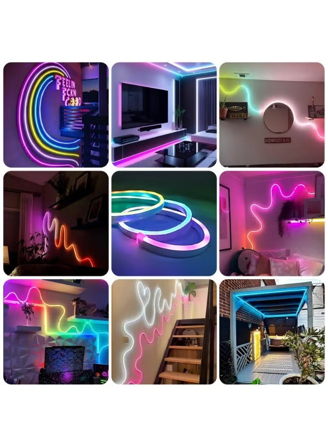 ELTRAZONE 3M RGB LED Neon Rope Light, Smart App Controlled RGBIC Strip Light, Music Sync & Timing, Infrared Remote, Flexible Neon Design with IP68 Protection for Bedroom, Gaming Room, Parties & Outdoor Decor - Image 5