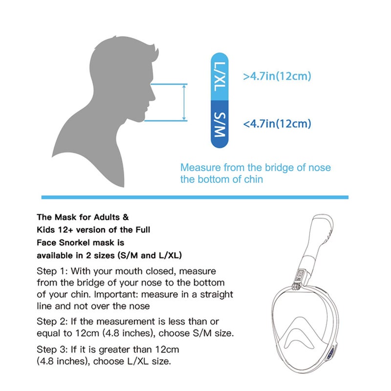 Jwintee Full Face Snorkel Mask, Diving Mask for Kids and Adults,180° Panoramic View Snorkel Mask with Camera Mount, Safe Breathing, Anti-Leak&Anti-Fog - Image 3