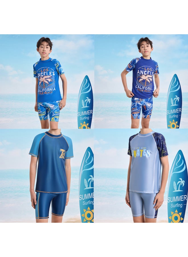 إسكدنيا Children's Two-piece Swimsuit Hot Spring Beach Hotel Professional Training Swimsuit Suit Boys' Quick-drying Three-piece Swimming Trunks-Color:321-6- - Image 4