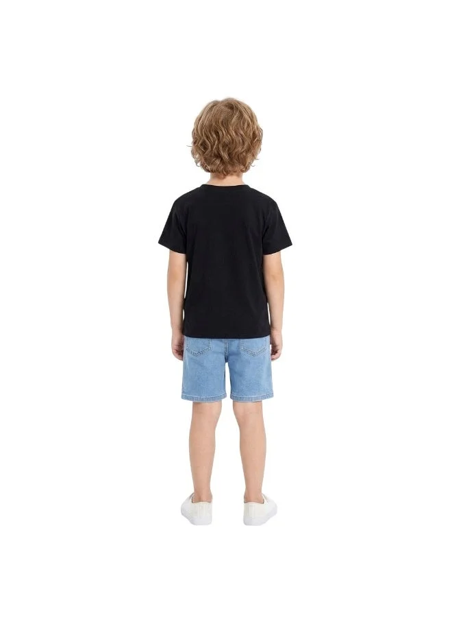 بيداني Boys Stitch Alien Cartoon  T-Shirt-Black