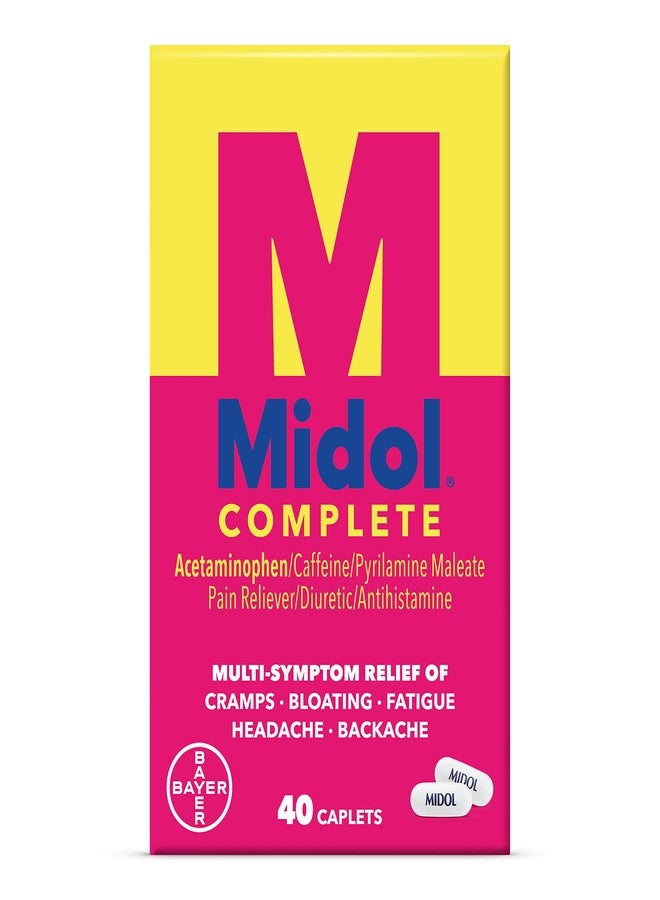 Midol Complete Menstrual Pain Relief Caplets, 40 Count - Provides Cramp, Headache, and Bloating Relief - Image 1