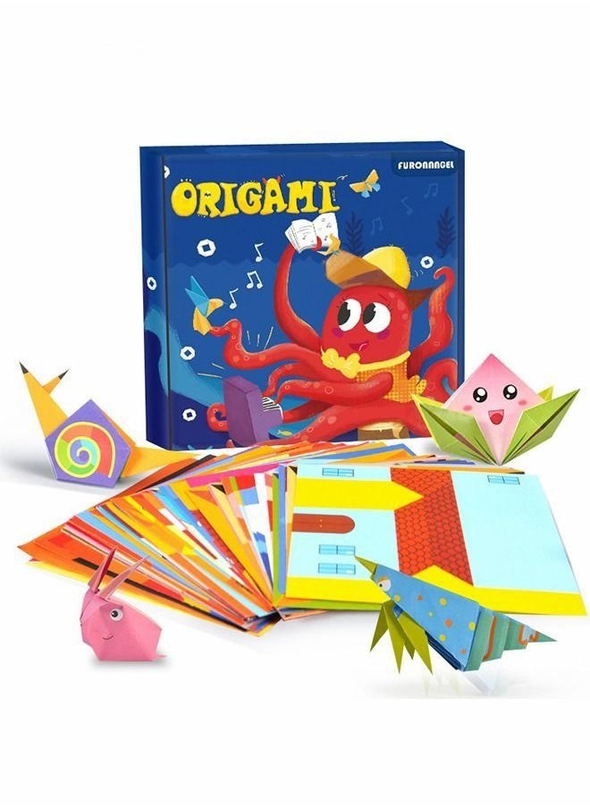 PYEBE - Colorful Kids Origami Kit, Craft Origami for Kids, 108 Vivid Origami 54 Pattern Art Project Kit, Origami Project Teaching Origami Book for Beginners Training Craft - Image 1