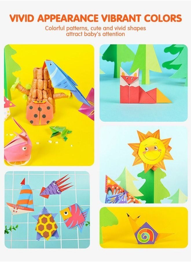 PYEBE - Colorful Kids Origami Kit, Craft Origami for Kids, 108 Vivid Origami 54 Pattern Art Project Kit, Origami Project Teaching Origami Book for Beginners Training Craft - Image 1