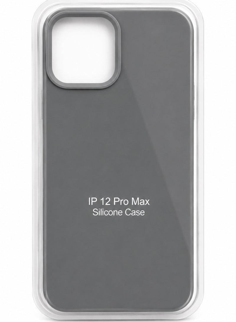 HarabiMed iPhone 12 Pro Max Silicone Case – Slim Shockproof Protective Back Cover, Soft & Lightweight, Grey - Image 1