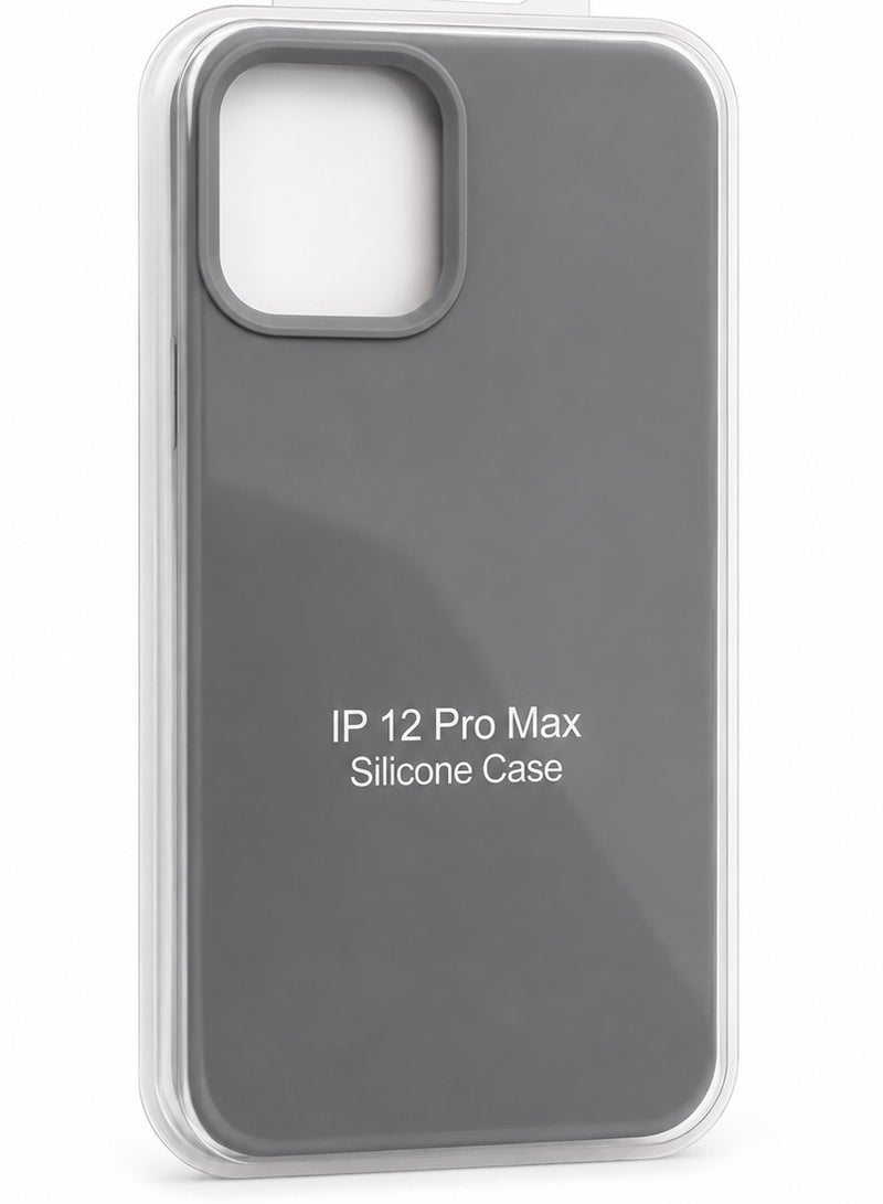 HarabiMed iPhone 12 Pro Max Silicone Case – Slim Shockproof Protective Back Cover, Soft & Lightweight, Grey - Image 2