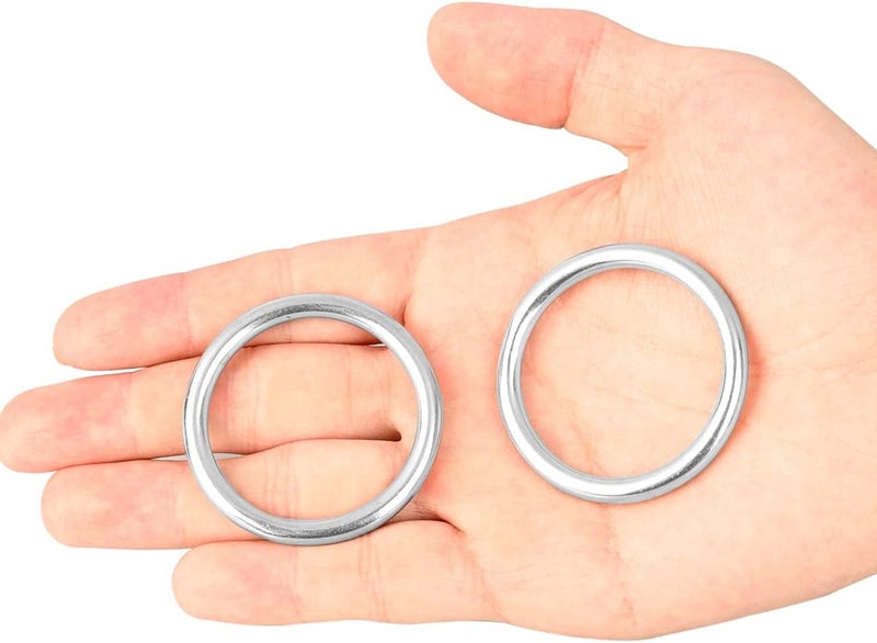 Abimars 2" Seamless Metal O Ring, 10 Pack 304 Stainless Steel Rings Load 320lbs, Solid, Heavy Duty Multi-Purpose Metal O-Ring for Macrame,Dog Leashes - Image 3