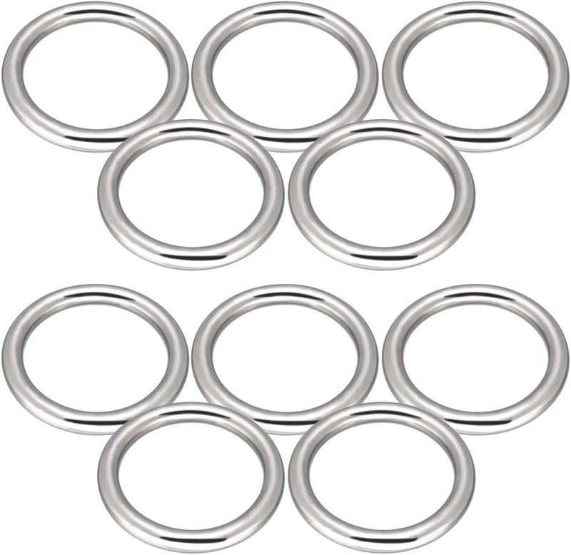 Abimars 2" Seamless Metal O Ring, 10 Pack 304 Stainless Steel Rings Load 320lbs, Solid, Heavy Duty Multi-Purpose Metal O-Ring for Macrame,Dog Leashes - Image 1