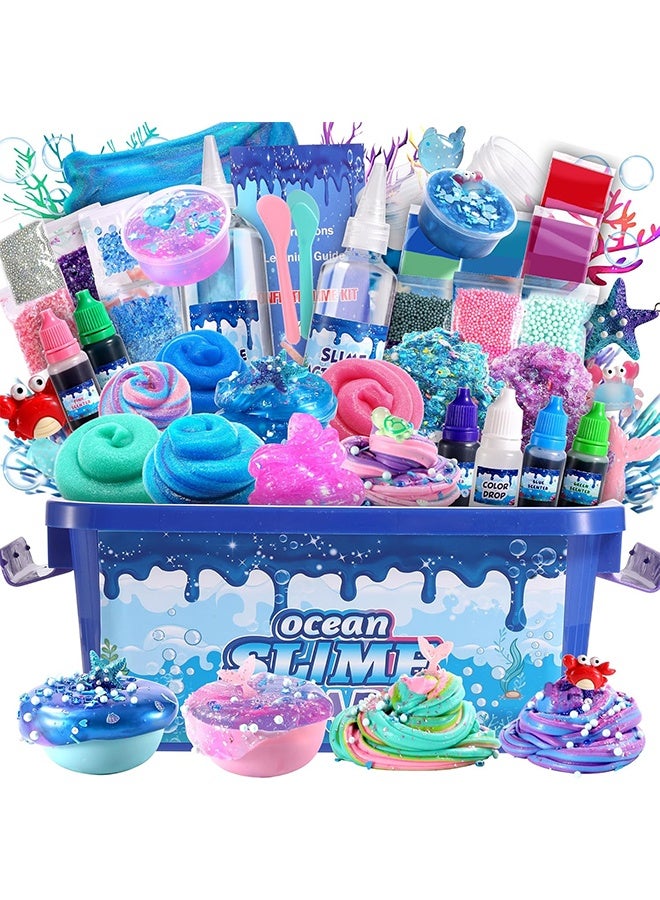 Beauenty Ocean Slime Kit for Kids 6+ Non-Sticky Ultra-Soft Slime Making Kit, Shiny Metallic Clay & Multi-Themed Slime Toy, Perfect Birthday & Ramadan Gift for Boys & Girls - Image 1