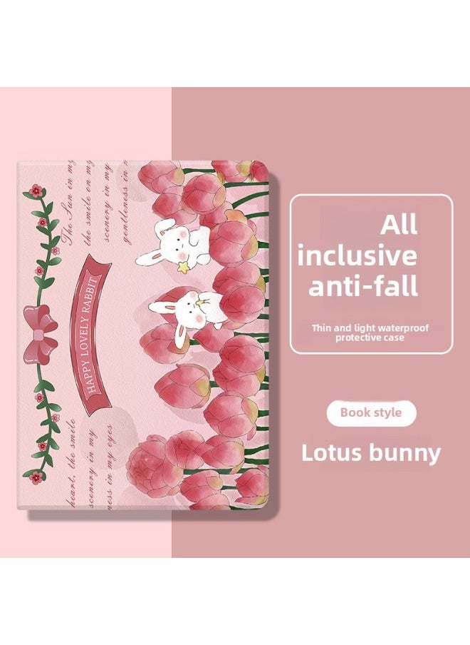 Generic - Ipad2022 For Apple Tablet Case For Ipad9 Generation 10.2 Inch Full Package Air1/2 Silicone Pro2021-Color:Lotus Rabbit-Applicable Model:iPad Air3(10.5 Inches) - Image 1
