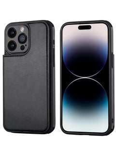 Leather Wallet Case for Iphone 15 Pro Max Flip Cell Phone Cases With Wallet Card Holder and Leather Stand Card Slot Black