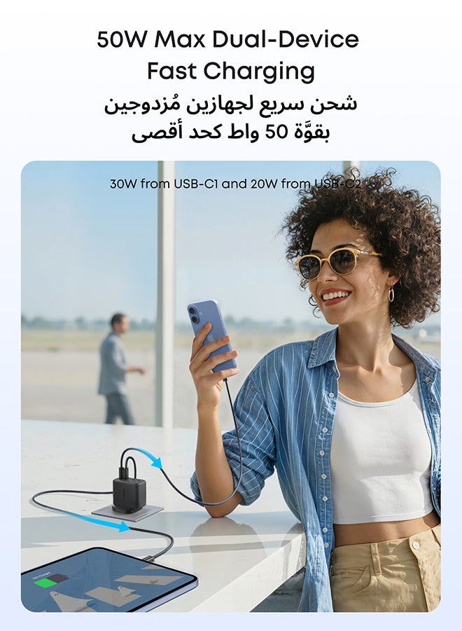 أنكر محول شاحن أنكر زولو USB C، محول حائط 4 منافذ مع 50 واط كحد أقصى، 2 USB-C و 2 USB-A، مدمج ومستقر، لجهاز iPhone 17/16، iPad، Galaxy، والمزيد (أسود، كابل غير متضمن) - Image 5