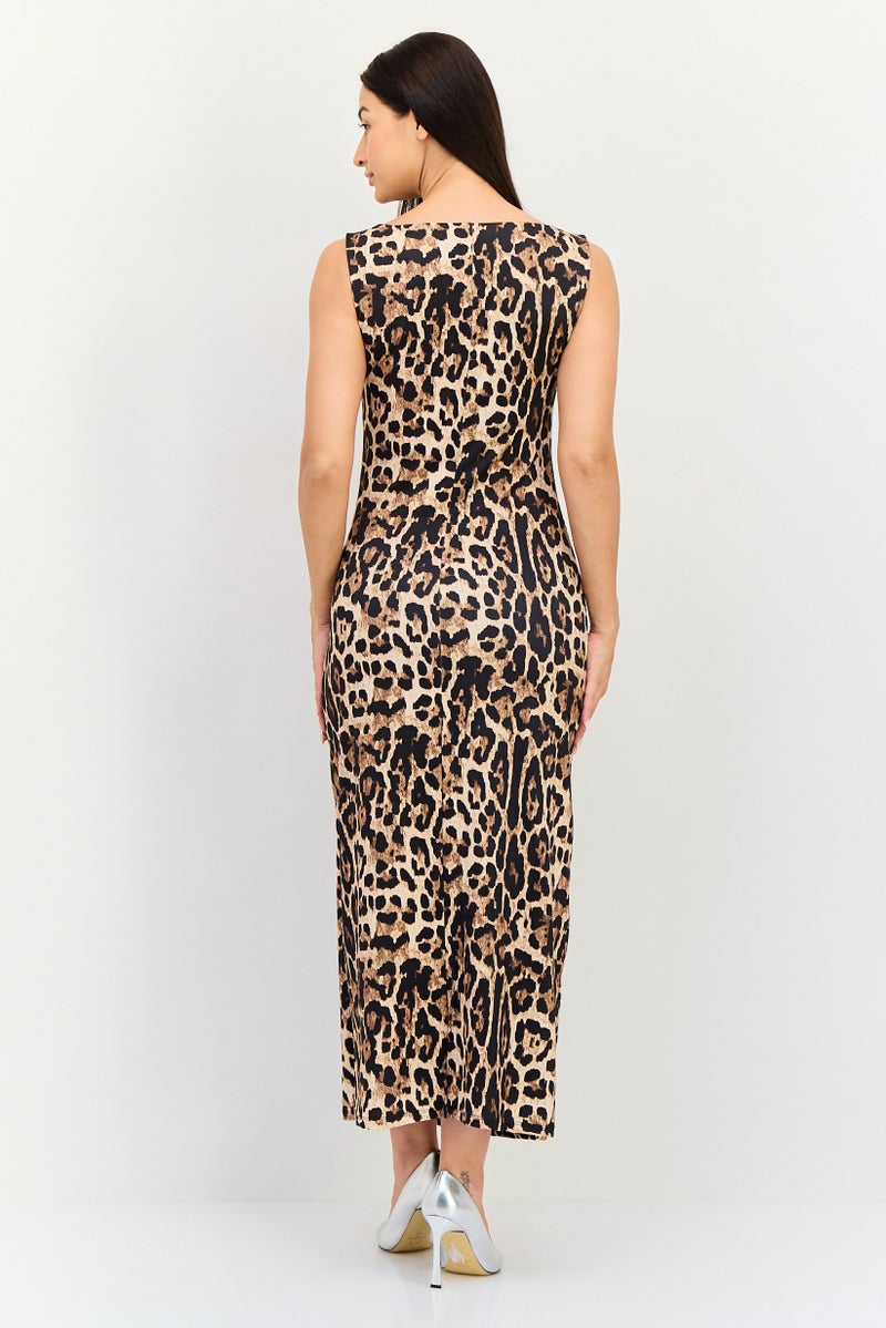 bebe فستان ماكسي بطبعة حيوانات للنساء، متعدد الألوان - Image 2