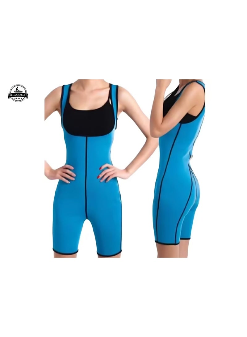 Relax Smart Women’s Neoprene Sauna Bodysuit – Full Body Workout Sweat Suit for Fitness & Active Training, Blue - Image 2