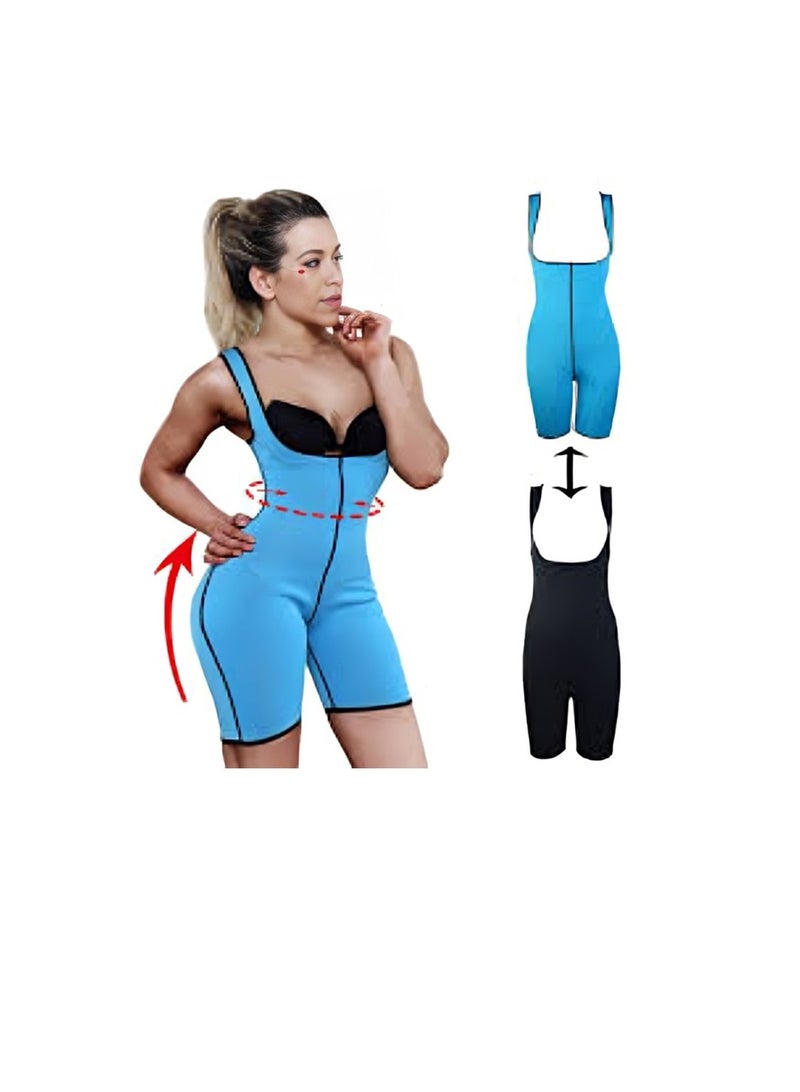 Relax Smart Women’s Neoprene Sauna Bodysuit – Full Body Workout Sweat Suit for Fitness & Active Training, Blue - Image 1