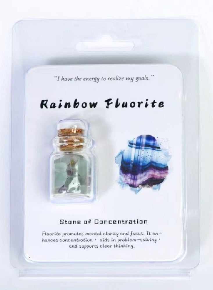 Mini Glass Bottle with Crystal Chips - Decorative Gift Set (Includes Gift Card) 