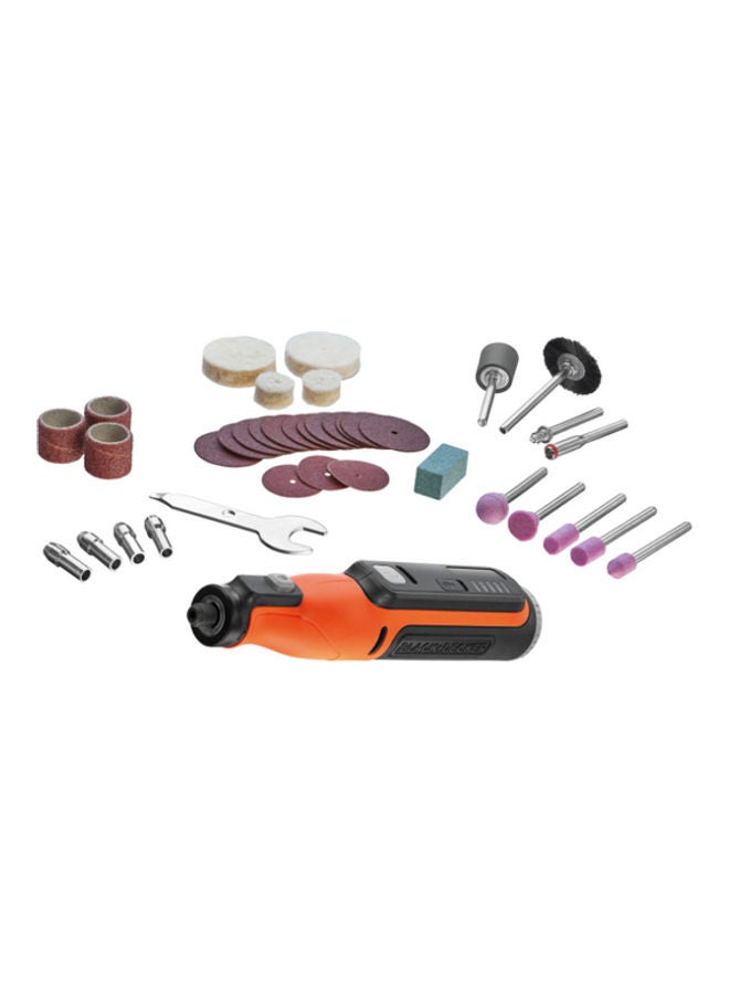 BLACK+DECKER Cordless Rotary Tool 7.2V + 37pcs Accessories BCRT8I-XJ Orange/Black - Image 1