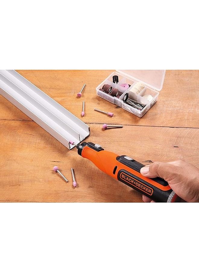 BLACK+DECKER Cordless Rotary Tool 7.2V + 37pcs Accessories BCRT8I-XJ Orange/Black - Image 4