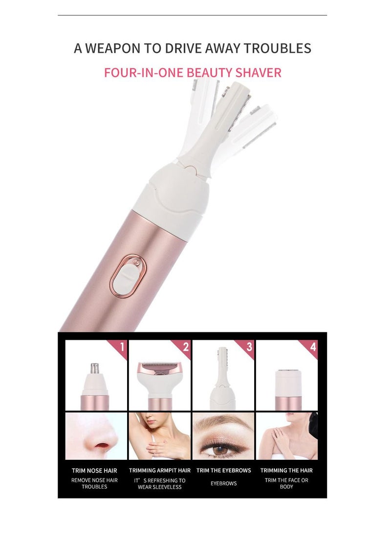 oem - Electric Razor for Women,Cordless Portable 4 in 1 Painless Shaver USB Rechargeable Hair Trimmer Bikini Trimmer Facial Hair Remover for Eyebrow, Nose, Face, Legs - Image 1