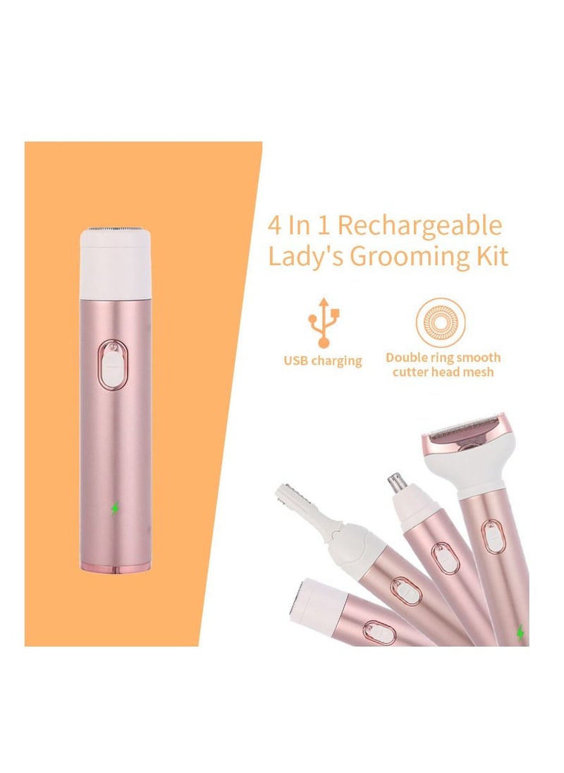 oem - Electric Razor for Women,Cordless Portable 4 in 1 Painless Shaver USB Rechargeable Hair Trimmer Bikini Trimmer Facial Hair Remover for Eyebrow, Nose, Face, Legs - Image 1