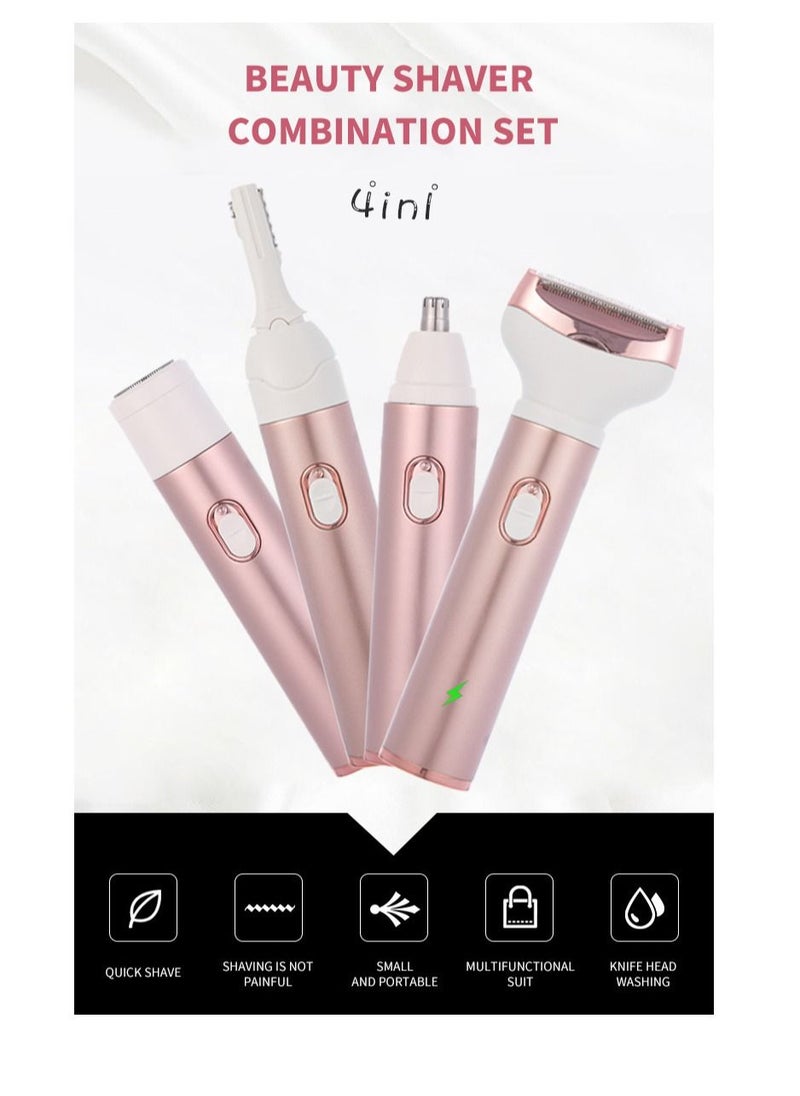 oem - Electric Razor for Women,Cordless Portable 4 in 1 Painless Shaver USB Rechargeable Hair Trimmer Bikini Trimmer Facial Hair Remover for Eyebrow, Nose, Face, Legs - Image 1