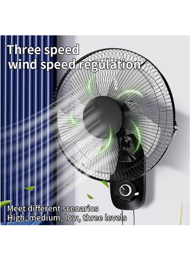 GGEROU 16 Inch Oscillating Wall Mount Fan, Industrial Wall Fan with 5 Blades, 3 Speeds, Adjustable 45° Tilt and 70° Oscillation, Ideal for Home, Bedroom, Gym & Office (Black) - Image 4