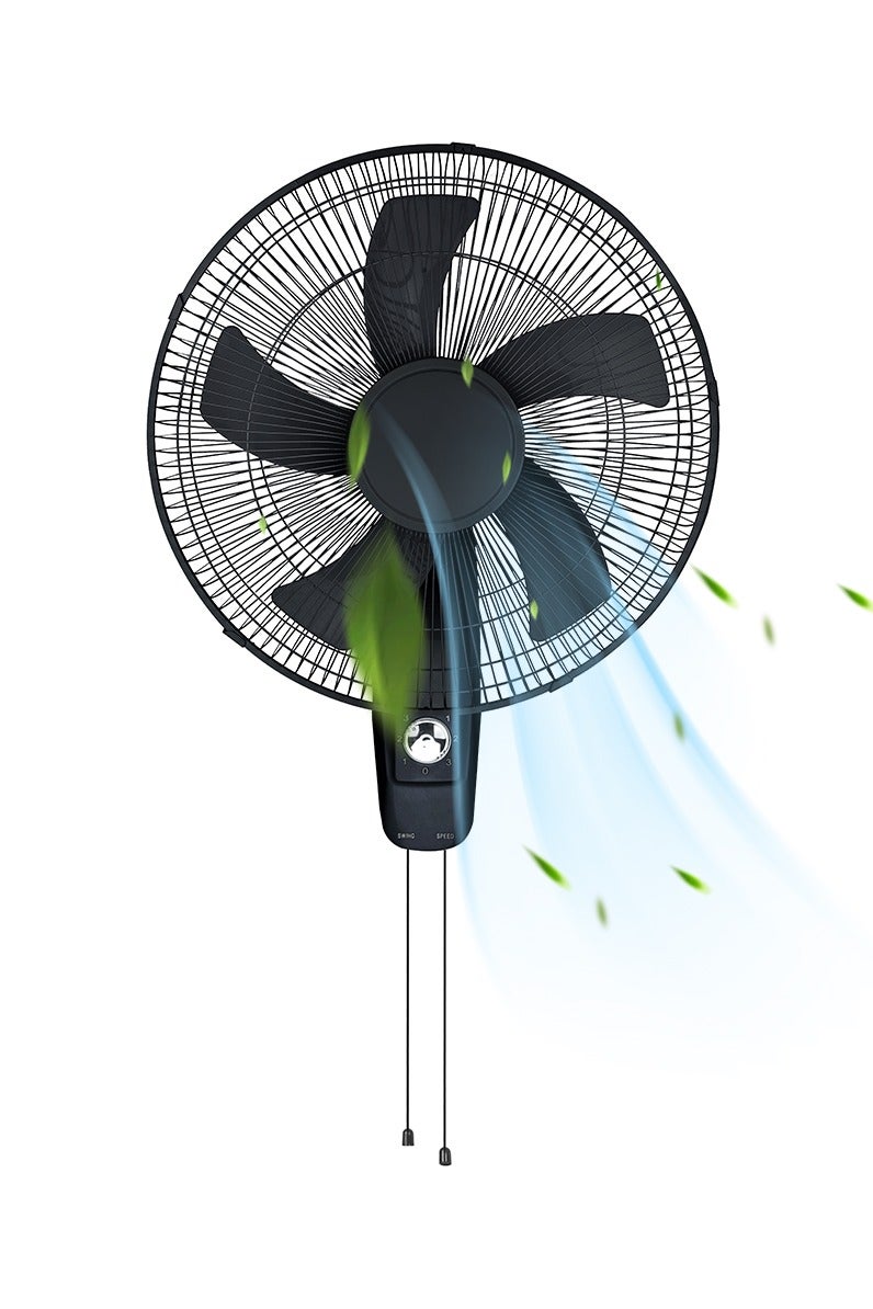 GGEROU 16 Inch Oscillating Wall Mount Fan, Industrial Wall Fan with 5 Blades, 3 Speeds, Adjustable 45° Tilt and 70° Oscillation, Ideal for Home, Bedroom, Gym & Office (Black) - Image 1