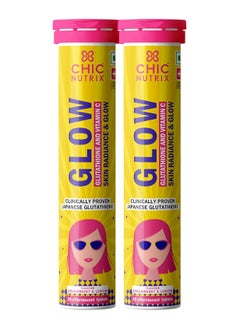 CHICNUTRIX Chicnutrix Glow- 40 Effervescent Tablets| Japanese Glutathione & Vit. C| Antioxidants for clear, glowing skin| Sugar-free, Strawberry-lemon flavour  - Image 1
