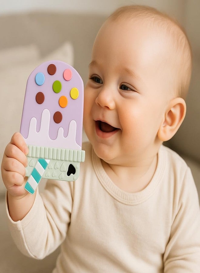 DTR Creation Silicone Baby Teether Toy | Cute Ice Cream Popsicle Shape BPA-Free Chewable Soother for Infants & Toddlers | Soft & Safe Teething Toy for Gum Relief (Multicolor) - Image 2