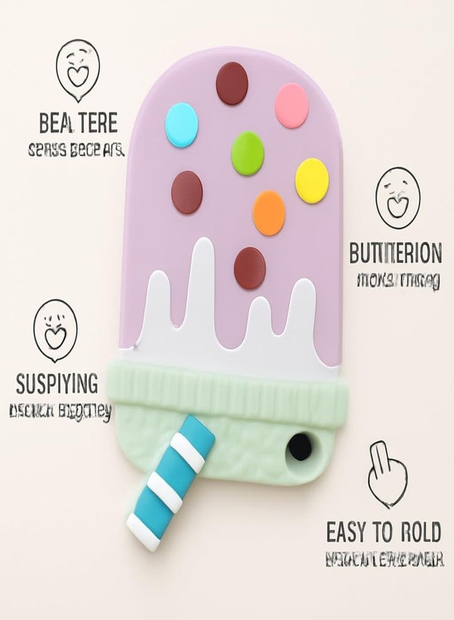 DTR Creation Silicone Baby Teether Toy | Cute Ice Cream Popsicle Shape BPA-Free Chewable Soother for Infants & Toddlers | Soft & Safe Teething Toy for Gum Relief (Multicolor) - Image 5