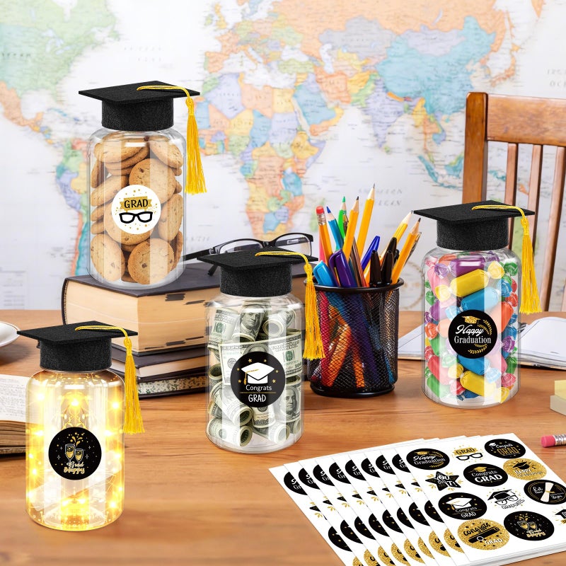 Phoncoo 16 Sets Graduation Table Decoration with LED Lights, Light up Mason Jar Graduation Decorations for Class of 2026, Graduation Table Centerpieces Decor with Grad Hat for College High Middle School(Black - Image 5