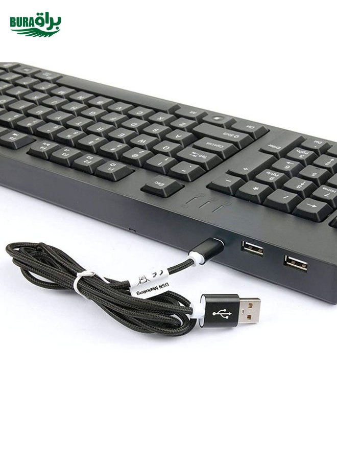 BURAQ Wired USB Left Hand Keyboard with Dual HUB Function(Black)  - Image 2