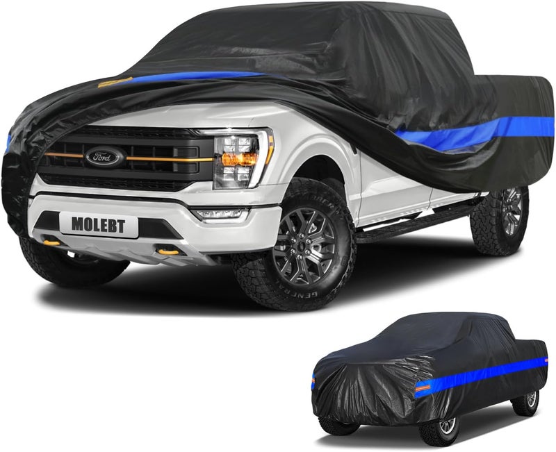 Molebt Pickup Truck Cover Waterproof All Weather, Outdoor Pickup Cover Snow Sun Rain Dust Protection, Fit Ford F-150 250 350, GMC Sierra 1500 2500 3500, Dodge RAM 1500 ect (up to 250 inch) - Image 1