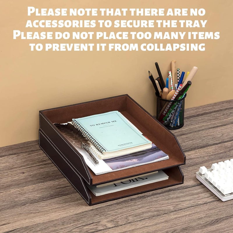 Vanquish 3 Pieces Leather Letter Tray Stackable Desk Organizer Desk Storage Letter Holder Fits A4 Paper for Document File Magazine Mail Office School Classroom Home Teachers Students Gifts Supplies - Image 5