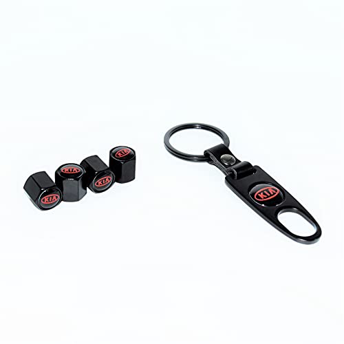 Careflection Premium Car Tyre Valve Cap Air Cap Car Tyre Valve Stem Cap Air Covers with Keychain Compatible for All Kia Cars - Image 1