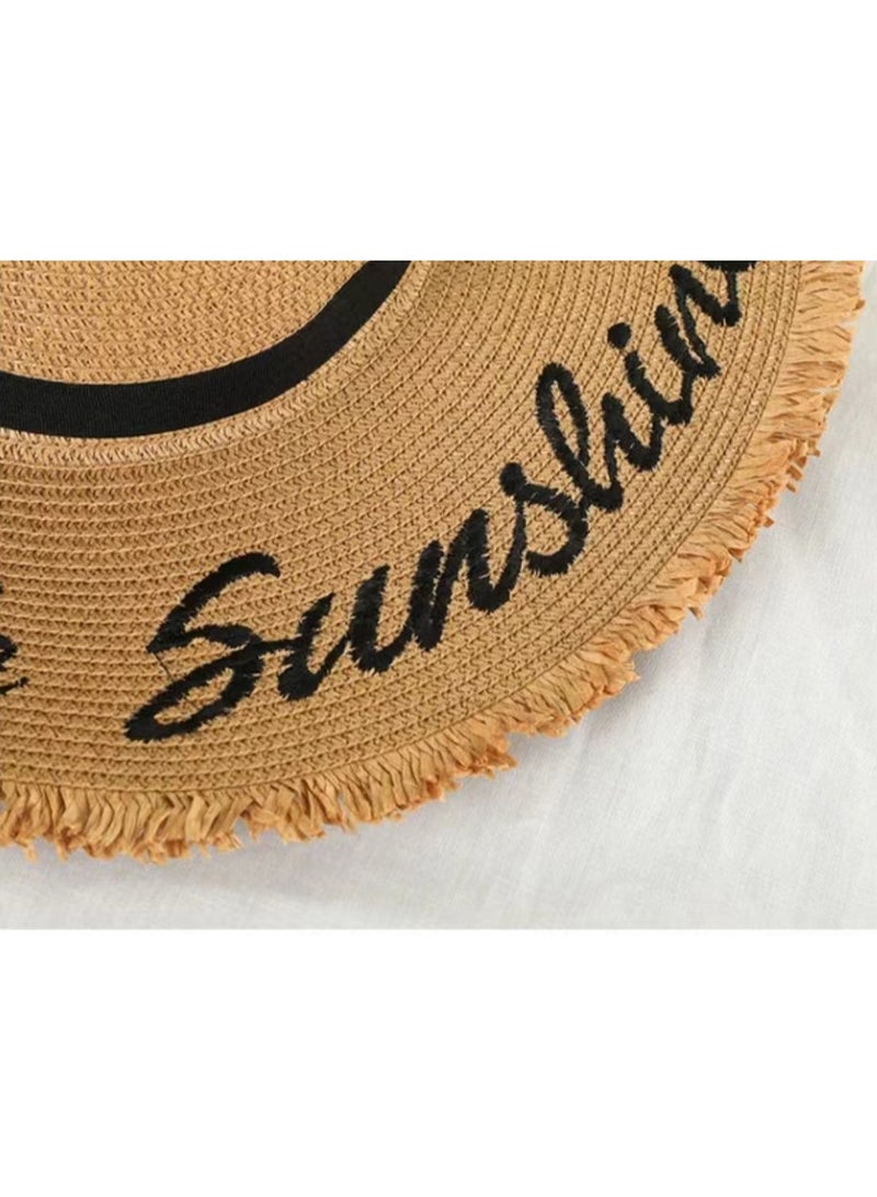Women's wide brimmed straw woven Panama hat, soft wool hat, summer beach sun hat, women's straw hat - Image 4