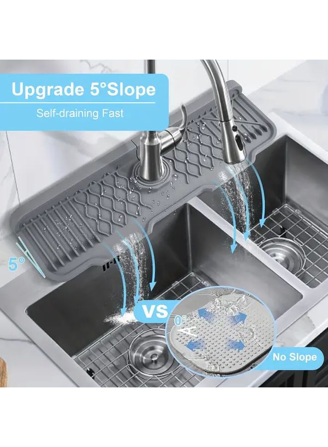 Gray Anti Slip Faucet Splash Guard Mat Foldable Edge Easy Clean Sink Pad - Image 3