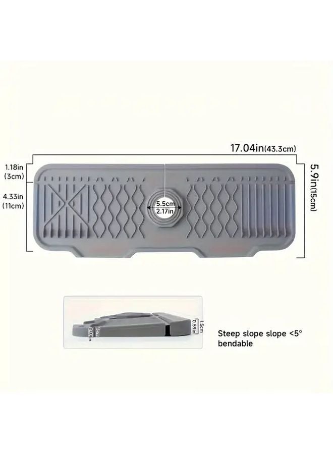 Gray Anti Slip Faucet Splash Guard Mat Foldable Edge Easy Clean Sink Pad - Image 4